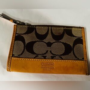 Coach Brown and Tan Leather card case